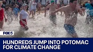 Hundreds jump into the Potomac River to raise awareness about climate change