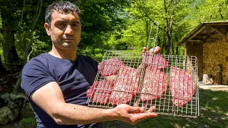 COOKING GREENS STUFFED BEEF AND WALNUTS KEBAB IN THE VILLAGE!