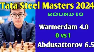 Max Warmerdam vs Nodirbek Abdusattorov || Round 10, Tata Steel Masters, 2024 #chess