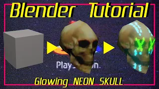 Lowpoly PS1 Style SKULL + texture painting NEON LIGHTS | Blender Beginner Tutorial