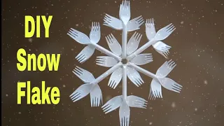 How To Make Snowflake from Disposable Plastic Fork | Christmas Decoration | DIY SnowFlake