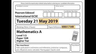 IGCSE Mathematics June 2019 - 4MA1/1HR