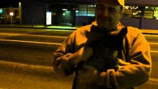 James Gandolfini plays with a fans dog (pinky) after god of carnage in los angeles