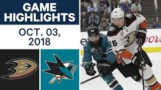 NHL Highlights | Ducks vs. Sharks - Oct. 3, 2018