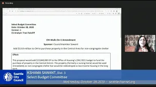 Seattle City Council Budget Committee 10/28/20 Session II