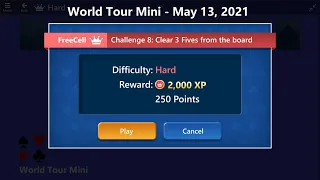 World Tour Mini Game #8 | May 13, 2021 Event | FreeCell Hard