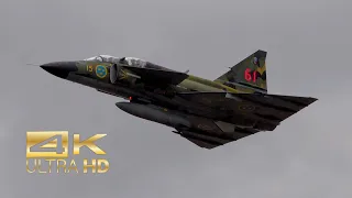 (4K) Saab Viggen Draken Lansen Swedish Air Force Historic Flight arrival RAF Fairford RIAT22 AirShow