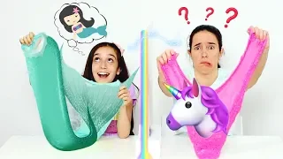 SLIME POR TELEPATIA ENTRE MÃE E FILHA ★ Desafio com a mamãe (Twin Telepathy  Slime Challenge)