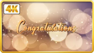 Congratulations message screensaver on soft light background Bokeh HD