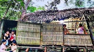 Dad and stepmother worked together to build a bamboo kitchen, a, start a new life, vũ văn hưng