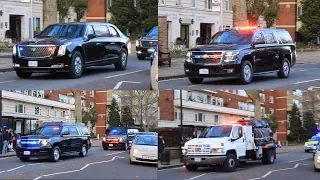 Donald Trump's motorcade + aircraft arrive in London (November 2019)