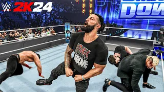 WWE 2K24 - Roman Reigns Destroys New Bloodline in Gauntlet Match | Gameplay