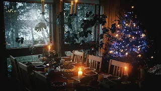 It's a Rainy Christmas Morning and you're having Breakfast by the Window 🎄 Fireplace & Rain Ambience