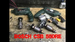Bosch CSB 550 RE 550W drill repair, brush button anchor replacement