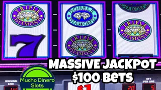 MY BIGGEST WIN TRIPLE DIAMONDS HIGH LIMIT SLOT/ FREE GAMES/ MAX BETS/ 4 JACKPOTS