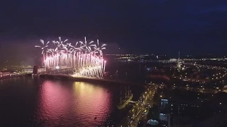 Салют Алые паруса с квадрокоптера. Fireworks  Scarlet sails. Aerial video.