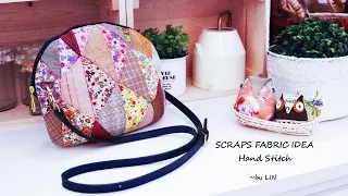 SLING BAG TUTORIAL / SCRAPS FABRIC IDEA / Hand Stitch / 手縫いメッセンジャーバッグの作り方