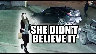 Girl Ignores Signs, Honda Gets Towed