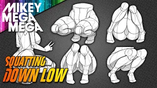 SQUATTING POSE & BENT KNEE Leg Mapping (How To Draw)