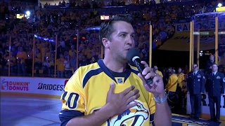 Luke Bryan sings national anthem before Predators & Blackhawks game