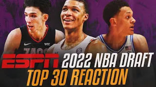 ESPN 2022 NBA Draft Top 30 REACTION!