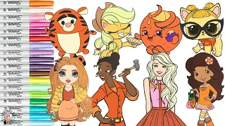 Coloring Book Compilation for Kids Disney Princess Barbie My Little Pony Tigger Shopkin LOL Surprise