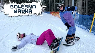 Tak nie miało być!!! Siostra łamie wszystkie reguły jazdy na snowboardzie.