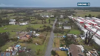 Crockett, Texas tornado: Drone 11 shows aerial view of damage