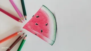 Watermelon drawing colour pencil // Watermelon drawing easy and simple drawing