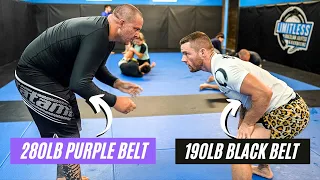 Black Belt Vs ULTRA HEAVYWEIGHT Purple Belt | BJJ Rolling Commentary