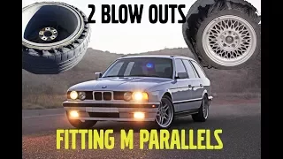 🇩🇪Fitting Tires and M Parallels BMW 525I E34 #E34Restoration