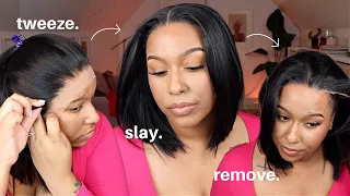 HOW TO CUSTOMIZE, APPLY, & REMOVE A SYNTHETIC LACE FRONTAL WIG STEP-BY-STEP! FT. SENSATIONNEL TYRINA