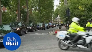 President Trump's convoy arrives at ambassador's residence