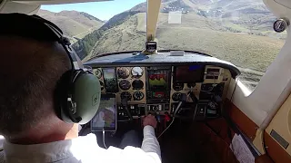 Cessna 210 landing at LFIP  altiport. Cockpit View 3