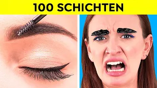 100 SCHICHTEN MAKE-UP CHALLENGE || 1000 Schichten Nagellack, Lippenstift, Make-up von 123 GO Like!