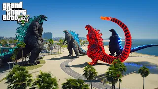 Legendary Godzilla vs Godzilla 2021 x Shin Godzilla x Heisei Godzilla - Epic Fight ( GTA V Mods )