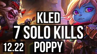 KLED vs POPPY (TOP) | 3.1M mastery, 1800+ games, 7 solo kills | EUW Master | 12.22