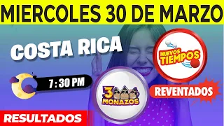 Sorteo 7:30PM Nuevos Tiempos y 3 Monazos Medio día del miercoles 30 de marzo del 2022