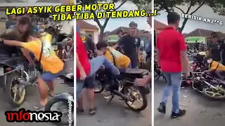 KAPOK...! Aksi Geber-Geber Motor Dihajar Warga