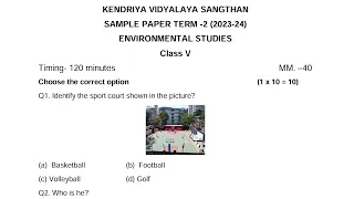 CLASS-5 EVS / Annual Exam 2024 Sample Question Paper / KV CBSE / For Kendriya Vidyalaya students
