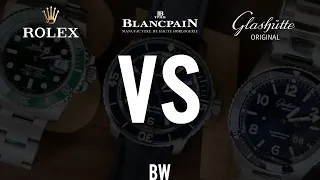 Rolex Submariner vs Blancpain Fifty Fathoms vs GO SeaQ - 10k Diver Comparison