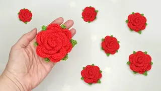🌹This is a beauty🌹How to crochet chic scarlet roses / Amigurumi flowers