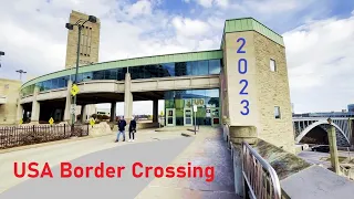 Walking Across U.S. Canada Border in Niagara Falls Rainbow Bridge