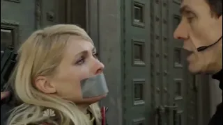 Myanna Buring tape gagged Crossing Lines