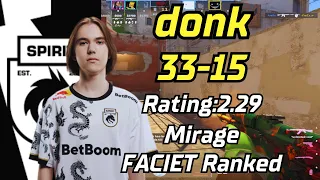 Double ACE! donk (33-15) soloQ VOICE COMMS mirage POV | May 18, 2024 | #cs2 #demo