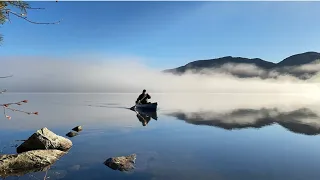 Canoe Camping / Chittenden Reservoir VT /1st camp trip with my new canoe! EPIC paddle in the mist!