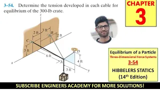 3-54 | Chapter 3: Equilibrium of a Particle | Hibbeler Statics 14th ed | Engineers Academy