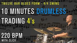 Swing - 10 Minutes Drumless Trading Four's over a Twelve-Bar Blues Form | 220 Bpm With Click