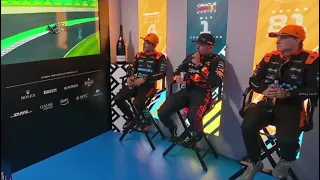 Max Verstappen, Lando Norris and Oscar Piastri review the #japangp at the Cooldown room