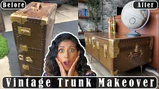 DIY Restoration- Vintage Trunk Coffee Table Makeover | Eshi Jay